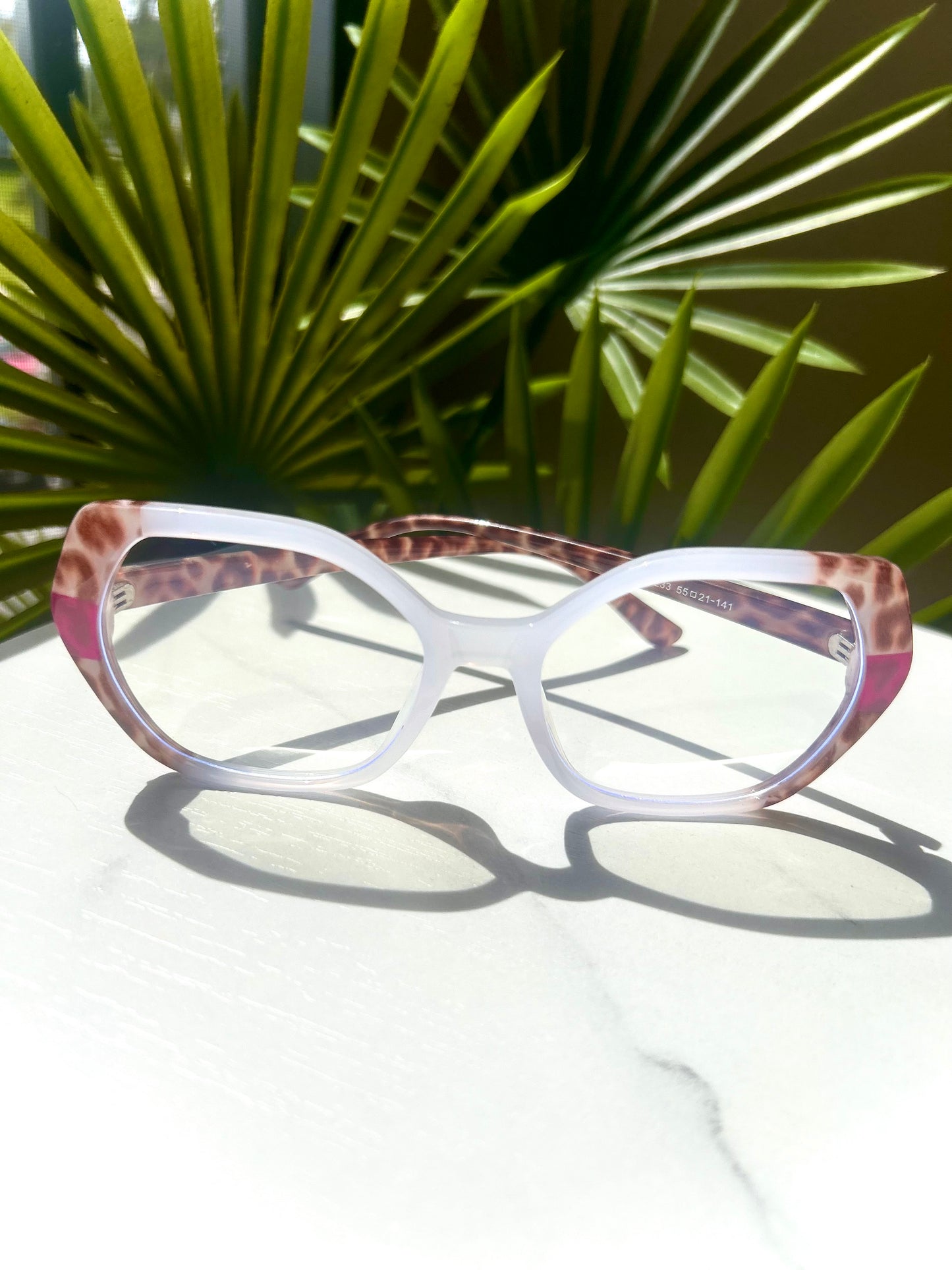 Bold Oversized Square Glasses – Leopard & Pink Fade Statement Frames