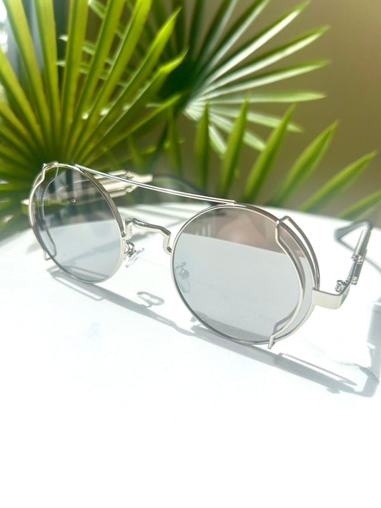 Steel Rebel Men’s Round Futuristic Sunglasses – Bold Metal Statement Shades