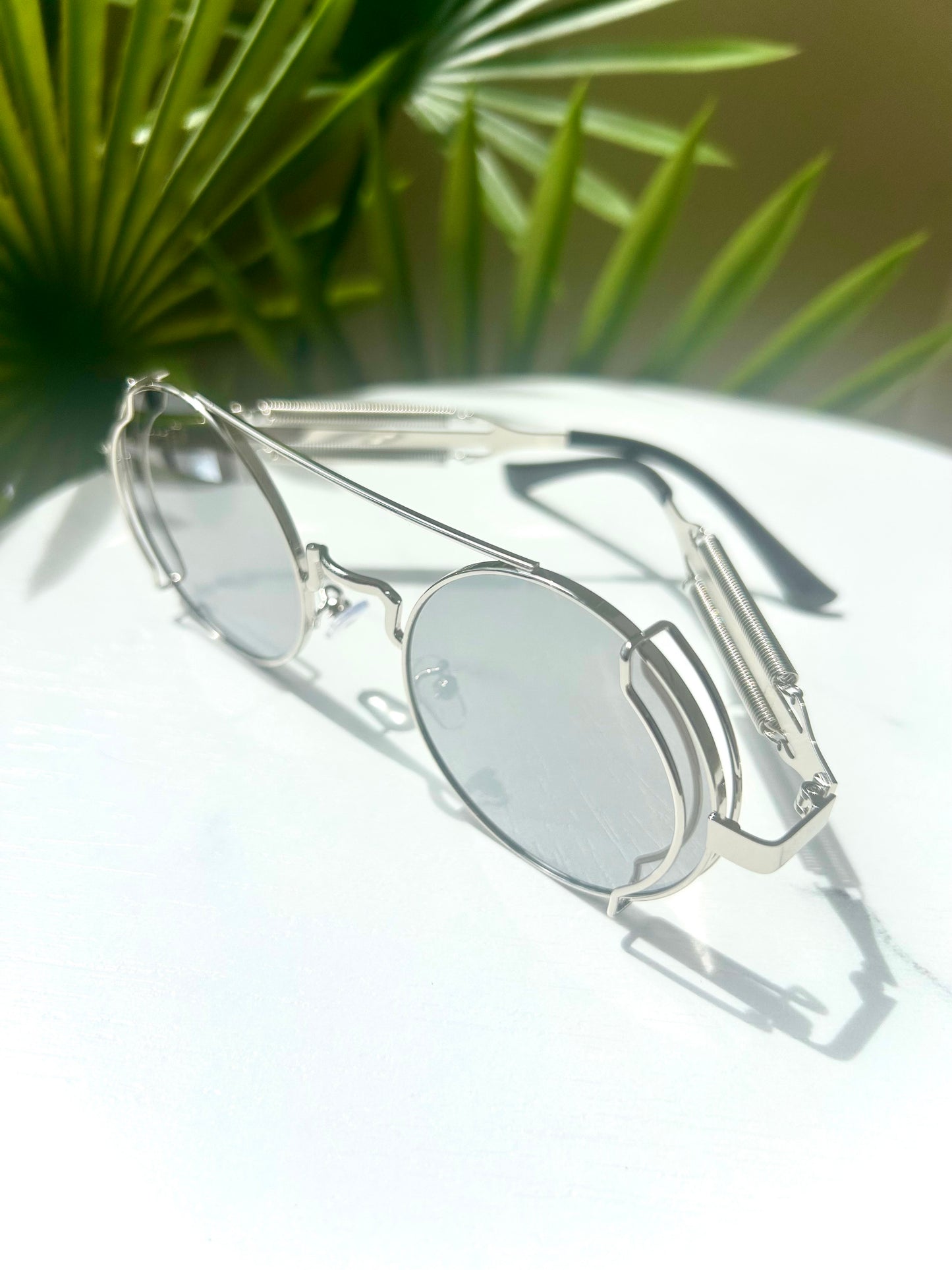 Steel Rebel Men’s Round Futuristic Sunglasses – Bold Metal Statement Shades