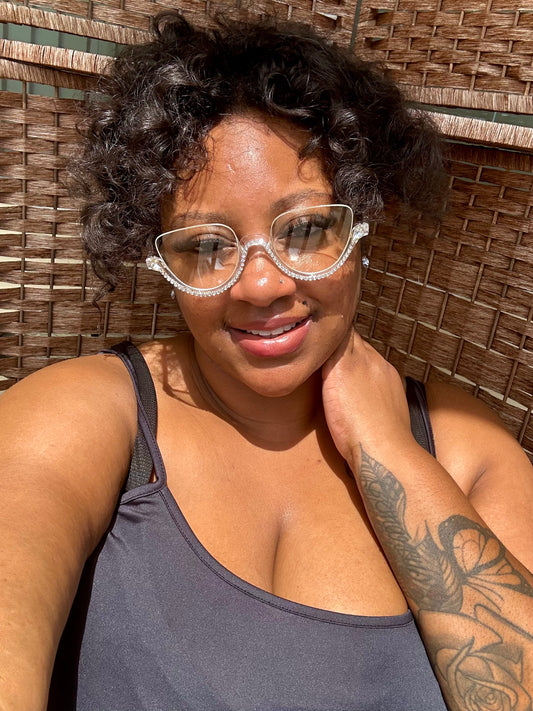 Rhinestone Cat Eye Clear Lens Glasses – Oversized Fashion Eyewear for Women | Statement Bling Frames