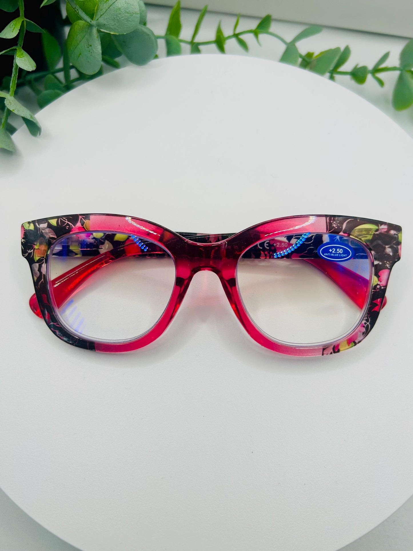 (Readers) Garden Flowers Oversized Floral Square Reading Glasses 2.25 2.50 2.75 Blue Light Blocking Bold Spring Pastel Women Eyewear