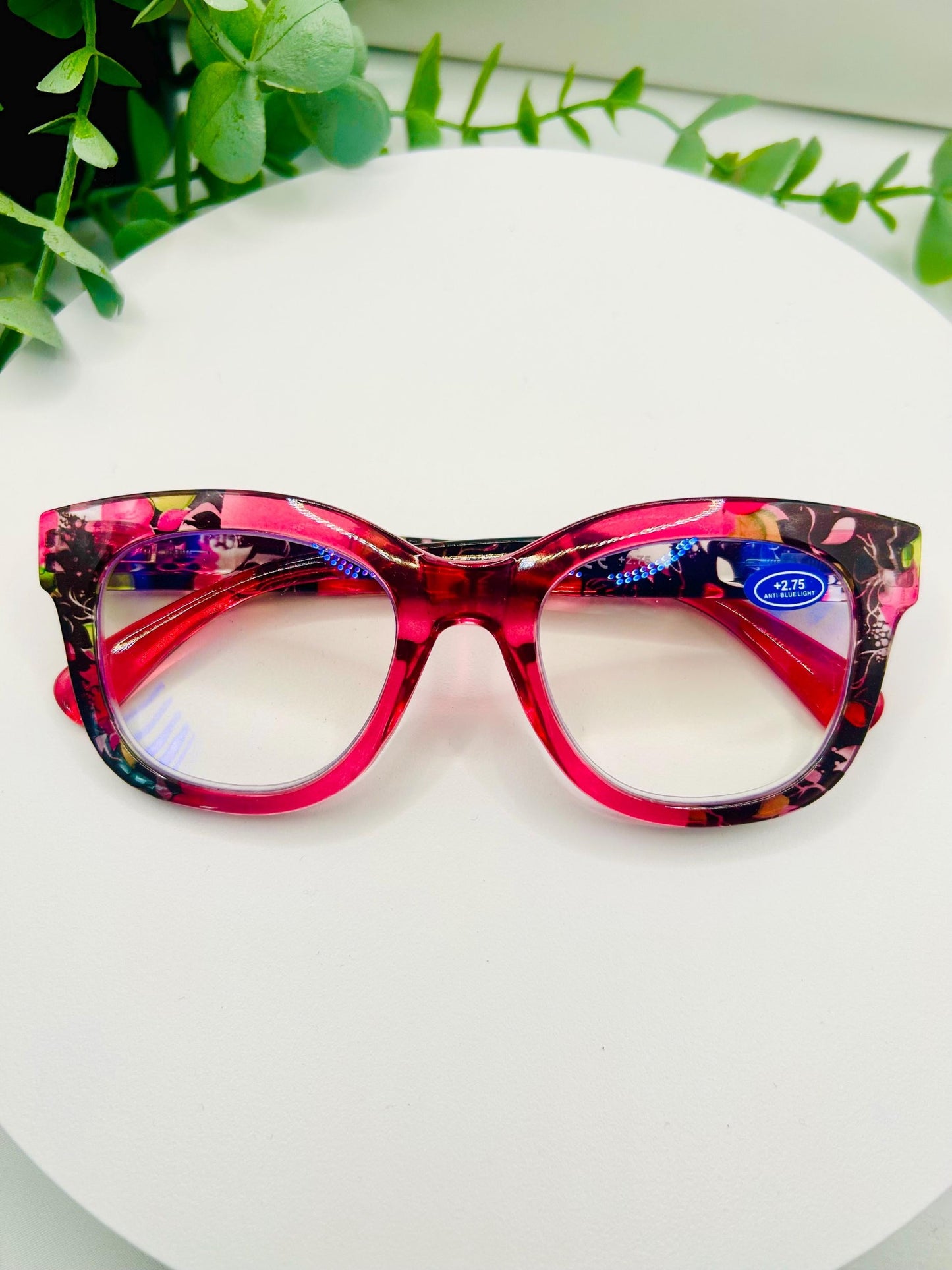 (Readers) Garden Flowers Oversized Floral Square Reading Glasses 2.25 2.50 2.75 Blue Light Blocking Bold Spring Pastel Women Eyewear