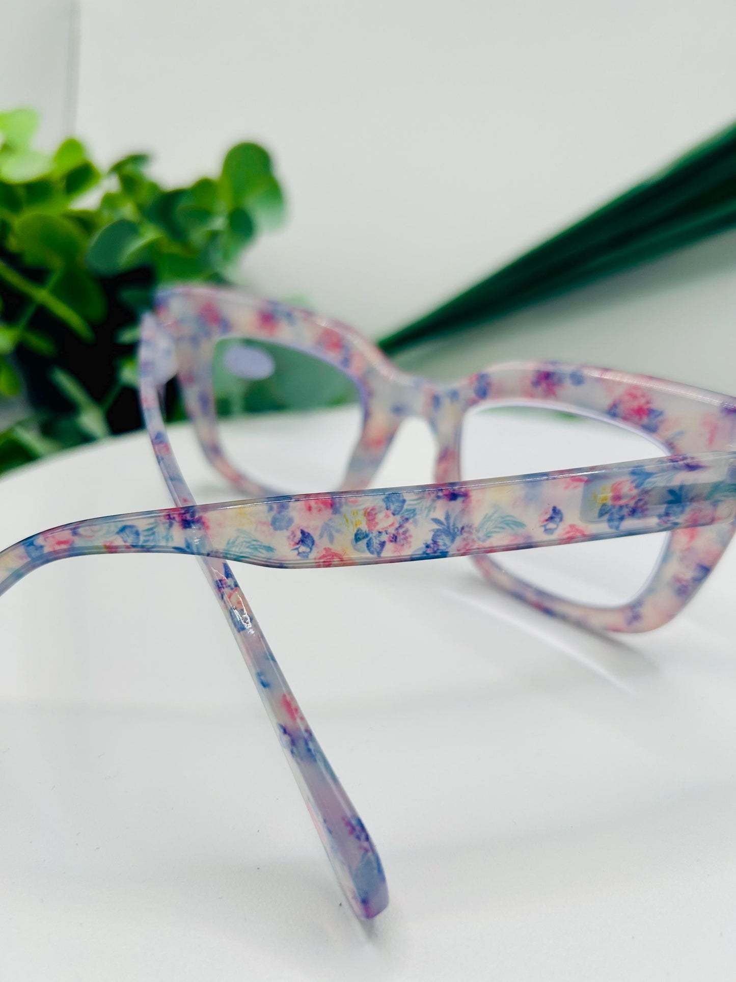 (Readers) Garden Flowers Oversized Floral Square Reading Glasses 2.25 2.50 2.75 Blue Light Blocking Bold Spring Pastel Women Eyewear
