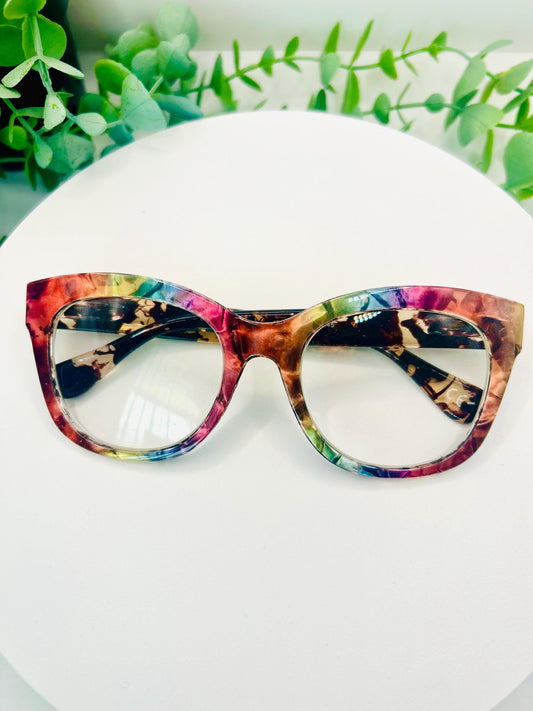 Rainbow Rebellion Oversized Glasses Color Splash Bold Fashion Colorful Frames for Women | Non-Prescription Multicolor Eyewear Statement