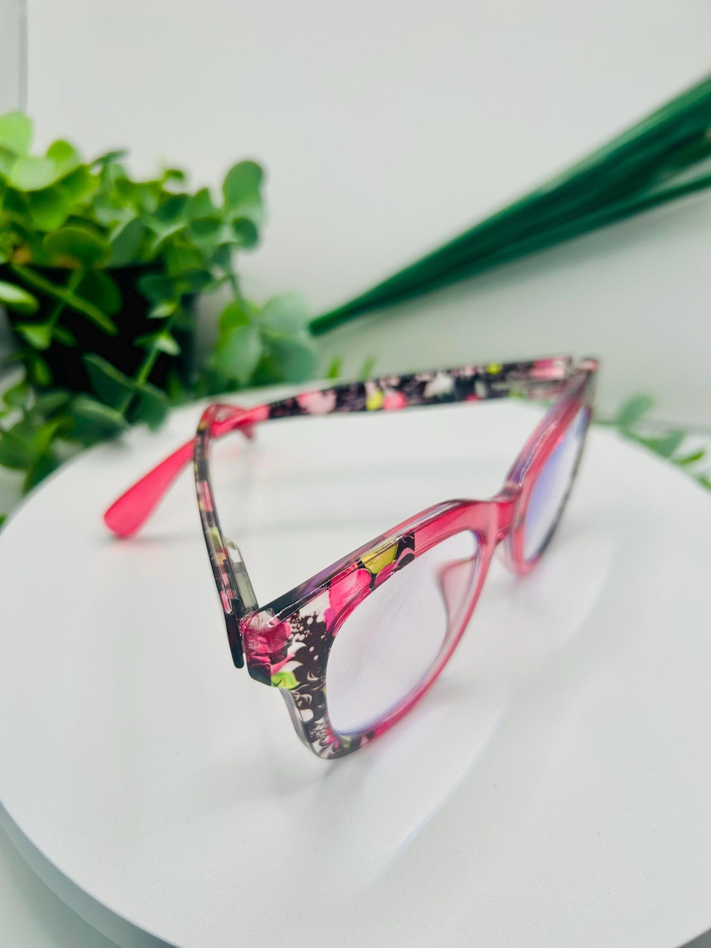 (Readers) Garden Flowers Oversized Floral Square Reading Glasses 2.25 2.50 2.75 Blue Light Blocking Bold Spring Pastel Women Eyewear
