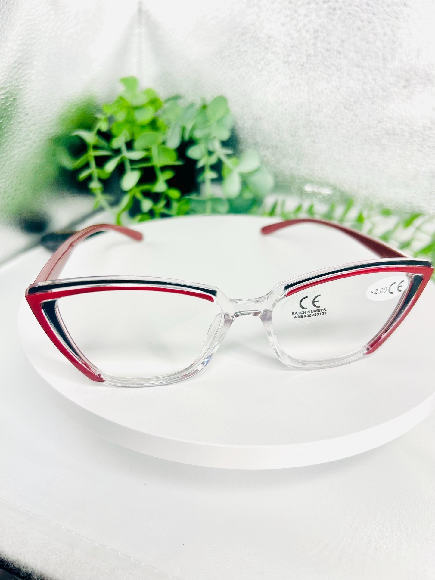 (Readers)Boss Mode | Cat Eye Reading Glasses +2.00 +2.50 | Blue Light Blocking Bold Readers Eyewear – Tortoise, Wine, Lightning Red 200 & 250